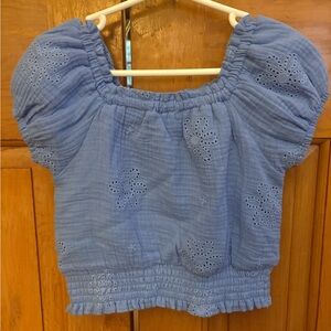 EUC Cupcake and Cashmere Periwinkle 100% Cotton Eyelet Top sz XS/ 4
